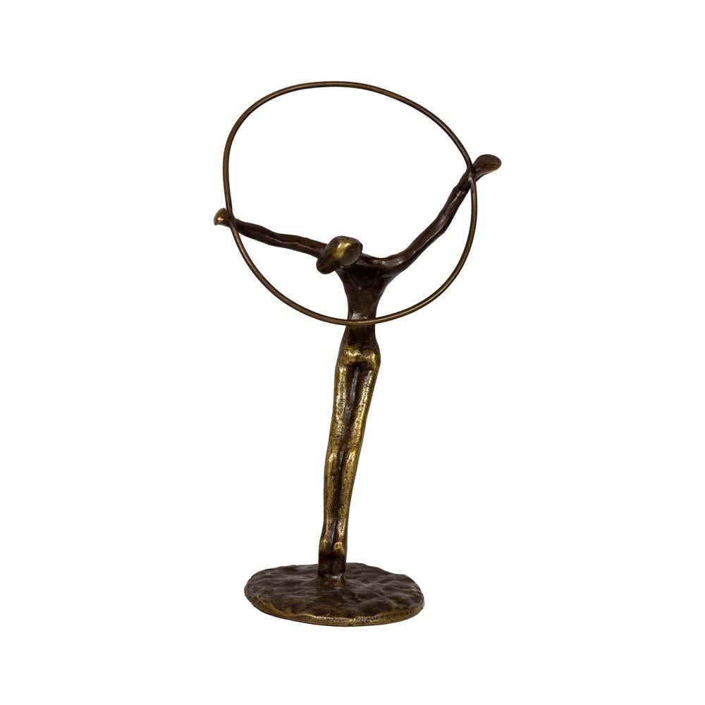 Elegant Bronze Sculpture Showing a Hoop Dancer Original Patina 1978
A beautiful sculpture in bronze with original patina showing a figure of a hoop dancer performing a very flexible movement from Eastern Europe.