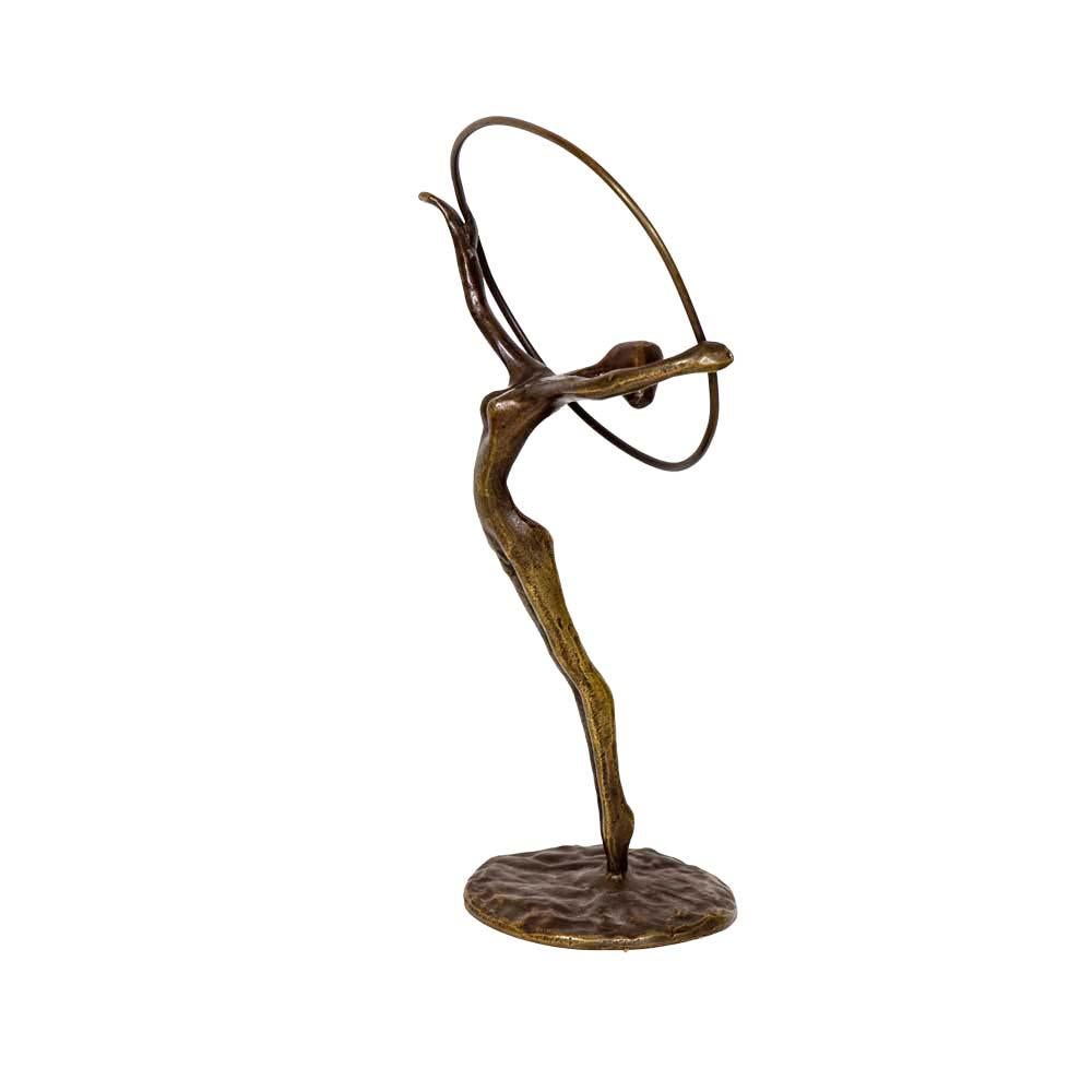 Minimalist Elegant Bronze Sculpture Showing a Hoop Dancer Original Patina 1978 For Sale