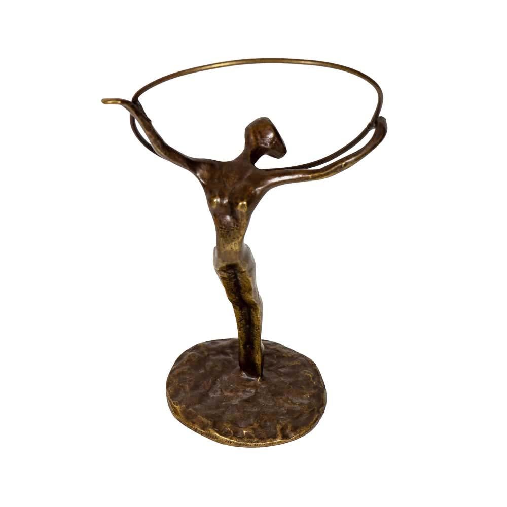 Russian Elegant Bronze Sculpture Showing a Hoop Dancer Original Patina 1978 For Sale