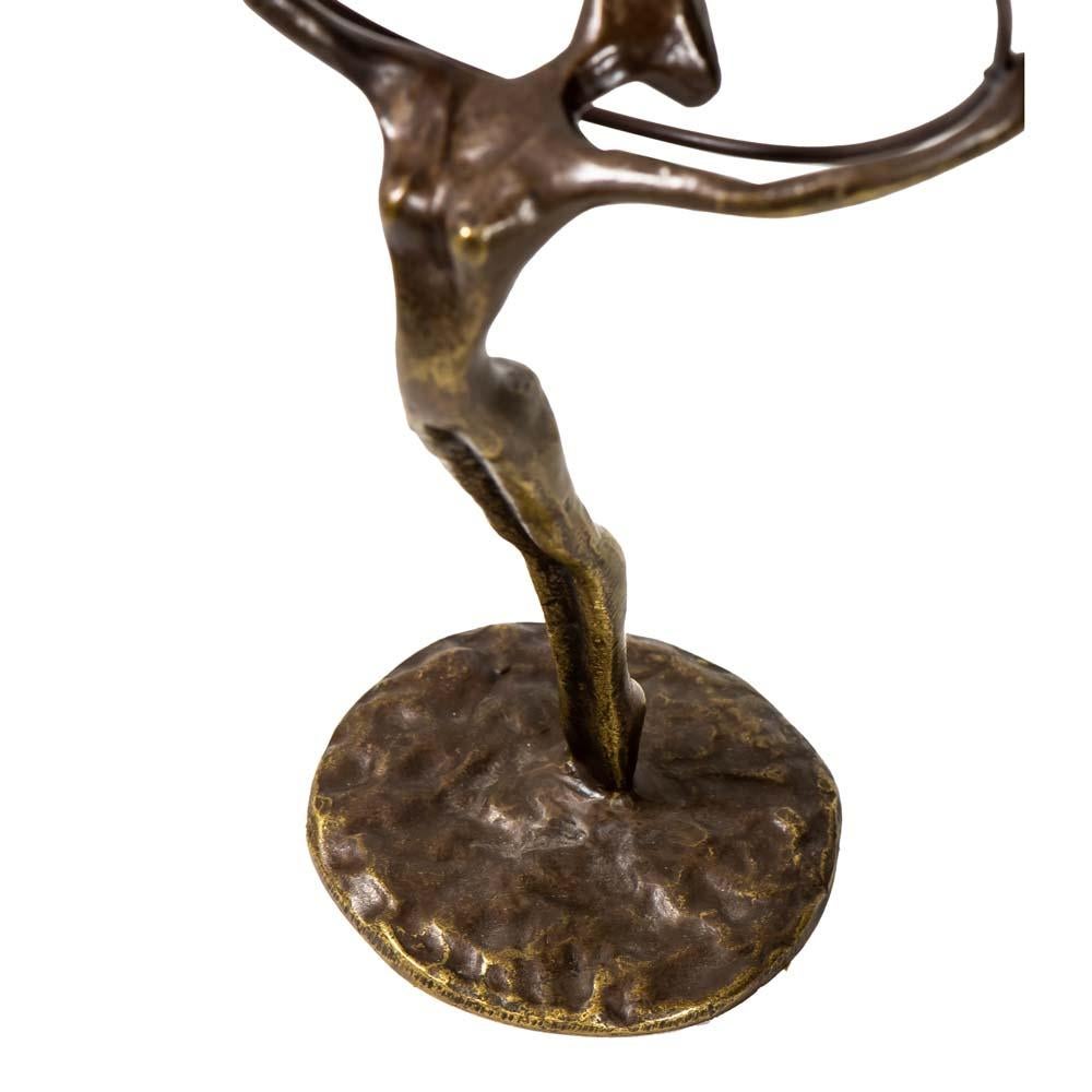 Late 20th Century Elegant Bronze Sculpture Showing a Hoop Dancer Original Patina 1978 For Sale
