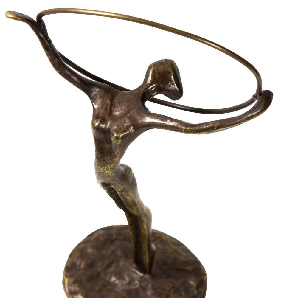 Elegant Bronze Sculpture Showing a Hoop Dancer Original Patina 1978 For Sale 1