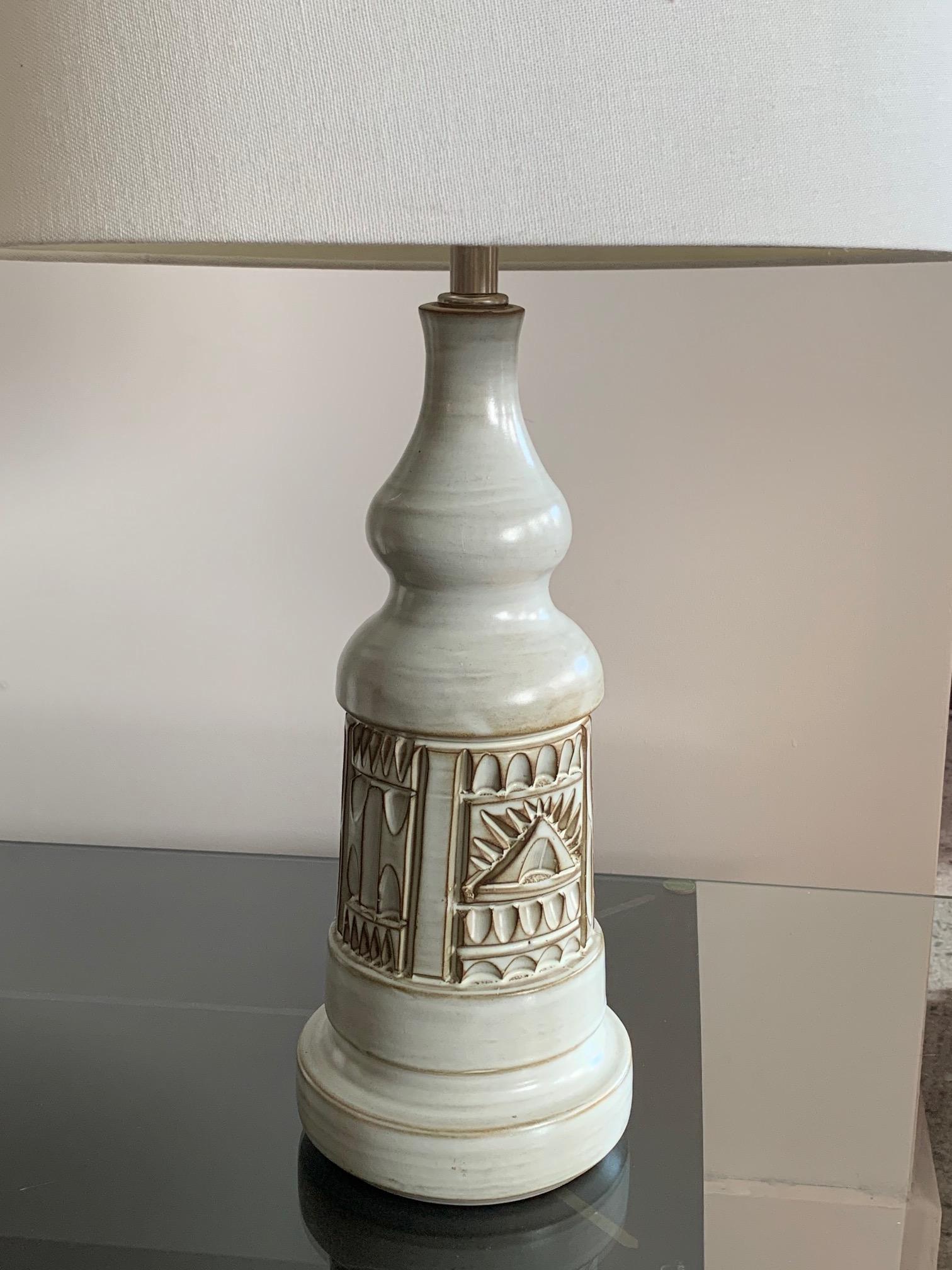 French Elegant Ceramic Lamp by Marius Bessone Vallauris, France For Sale