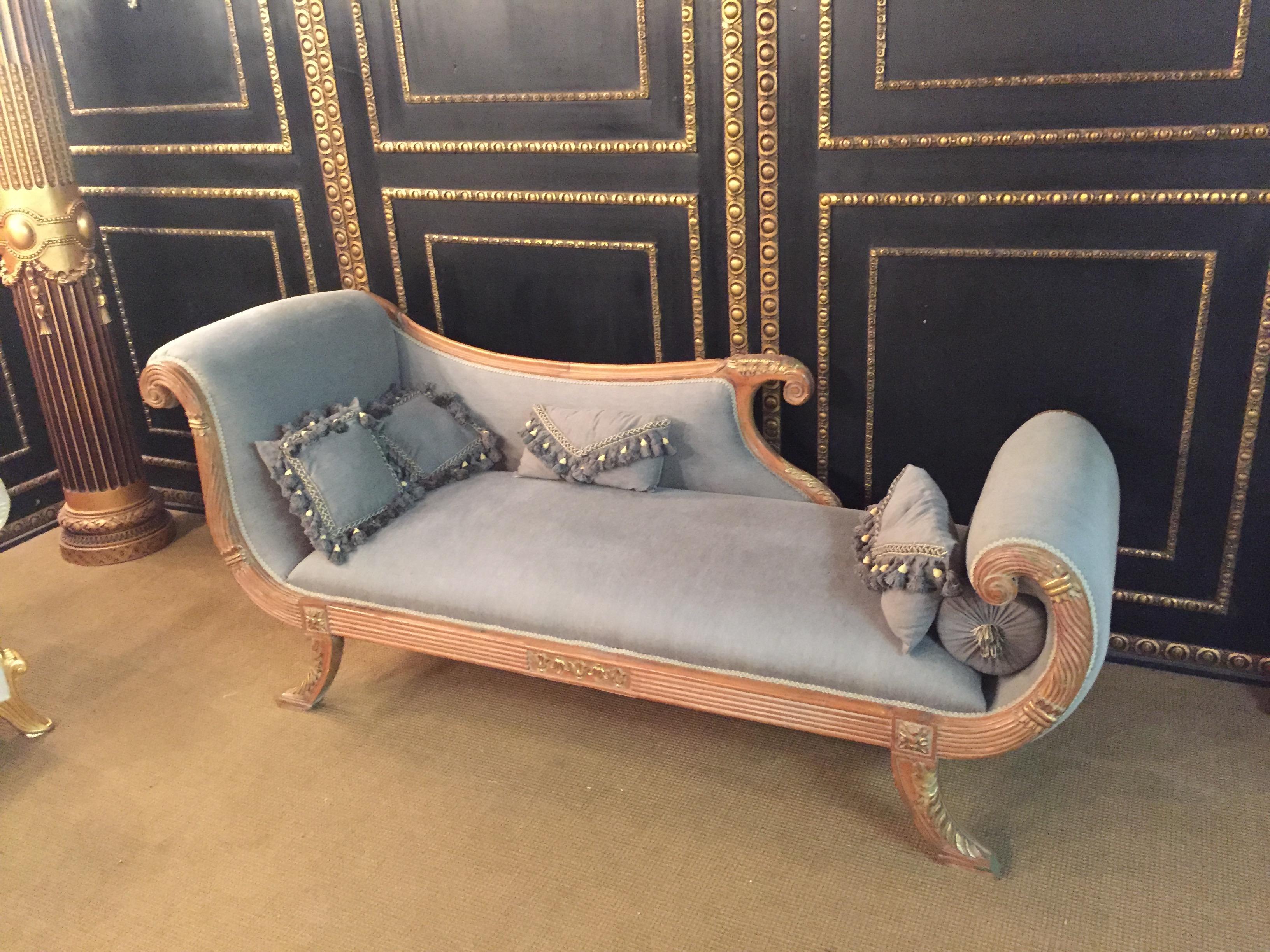 Hand-Crafted Elegant Chaise Longue in Empire Style