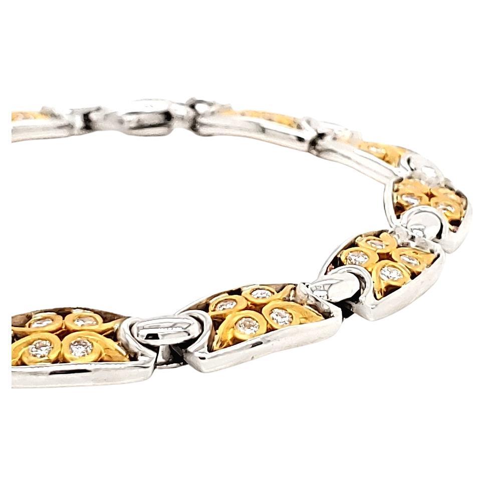 An elegant diamond and yellow and white gold bracelet 18k For Sale