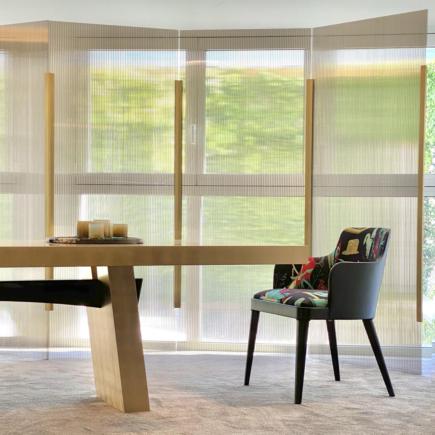 Modern Elegant Dining Table Covered in Pure Gold Leaf For Sale