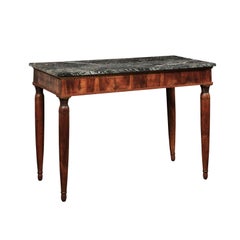 An Elegant Early 19th C. French Console Table w/Green & Black Marble Top