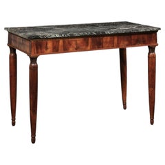 An Elegant Early 19th C. French Console Table w/Green & Black Marble Top
