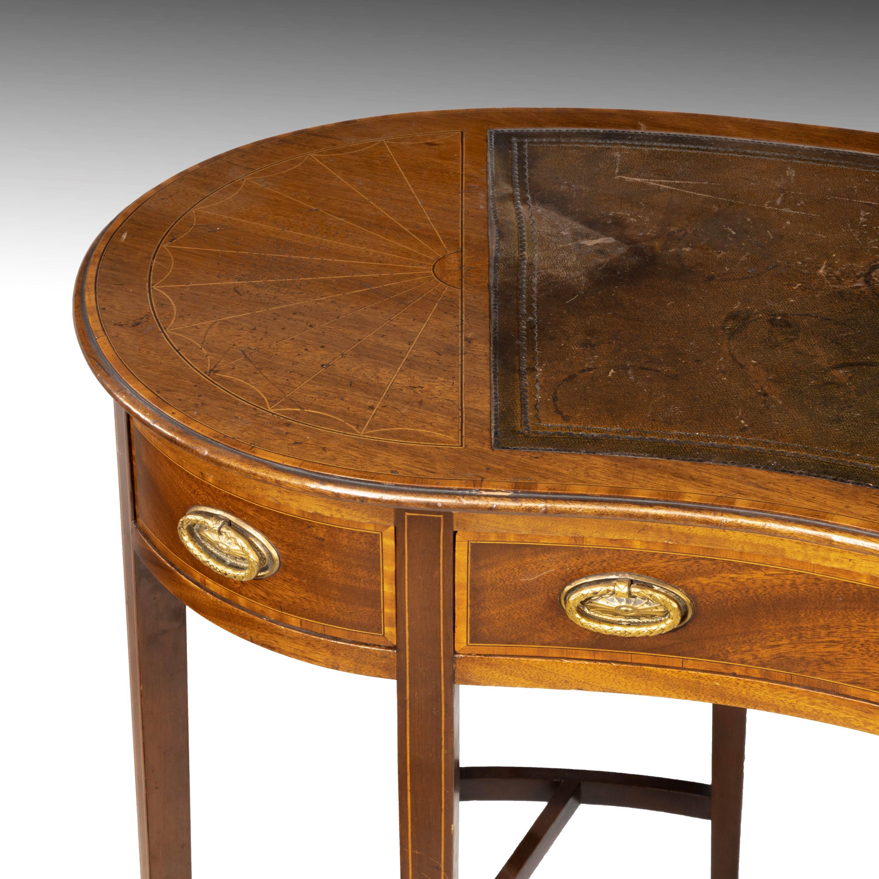 Wood Elegant Early 20th Century Ladies Kidney Shaped Writing Desk