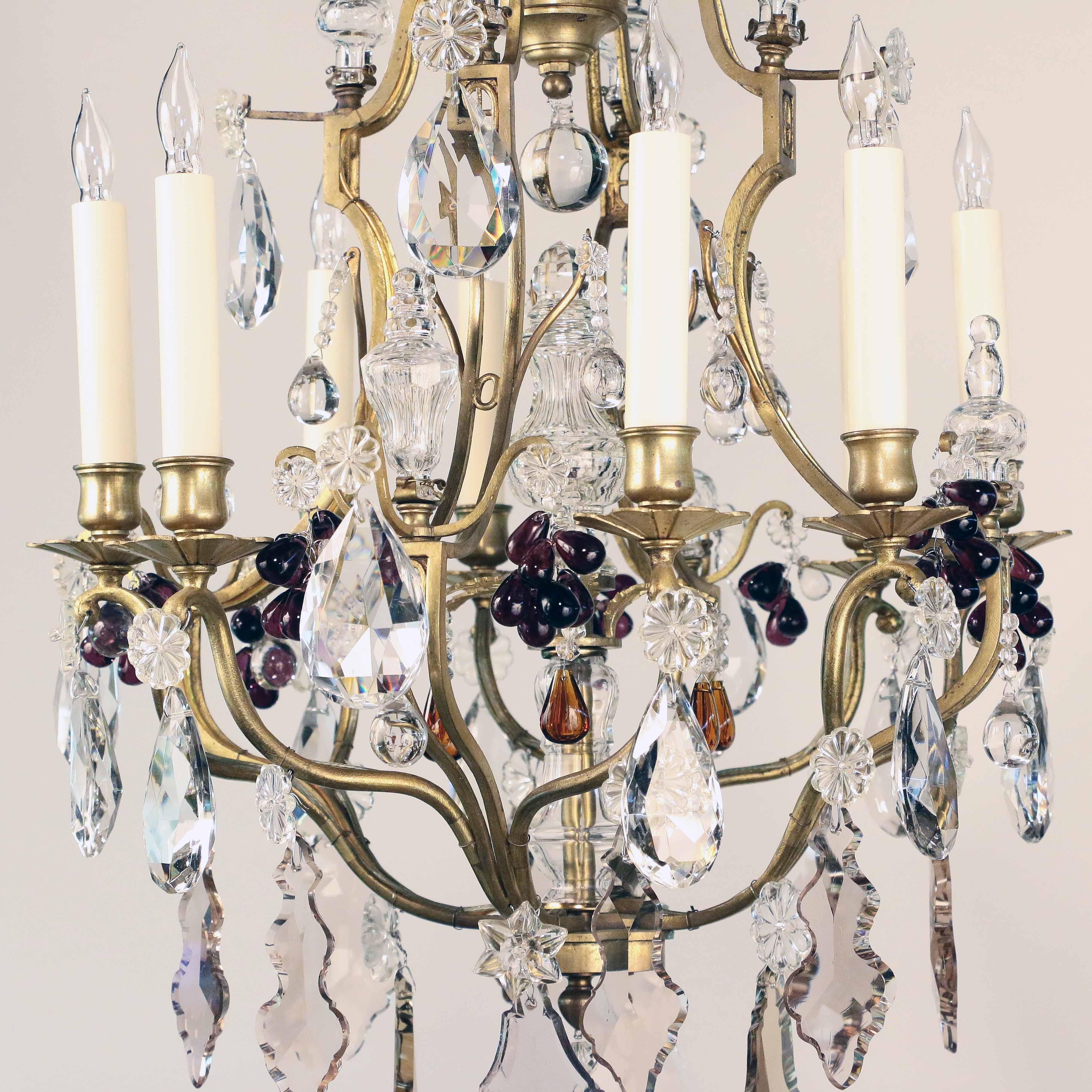 20th Century Elegant Eight-Light French Bronze Cage Chandelier