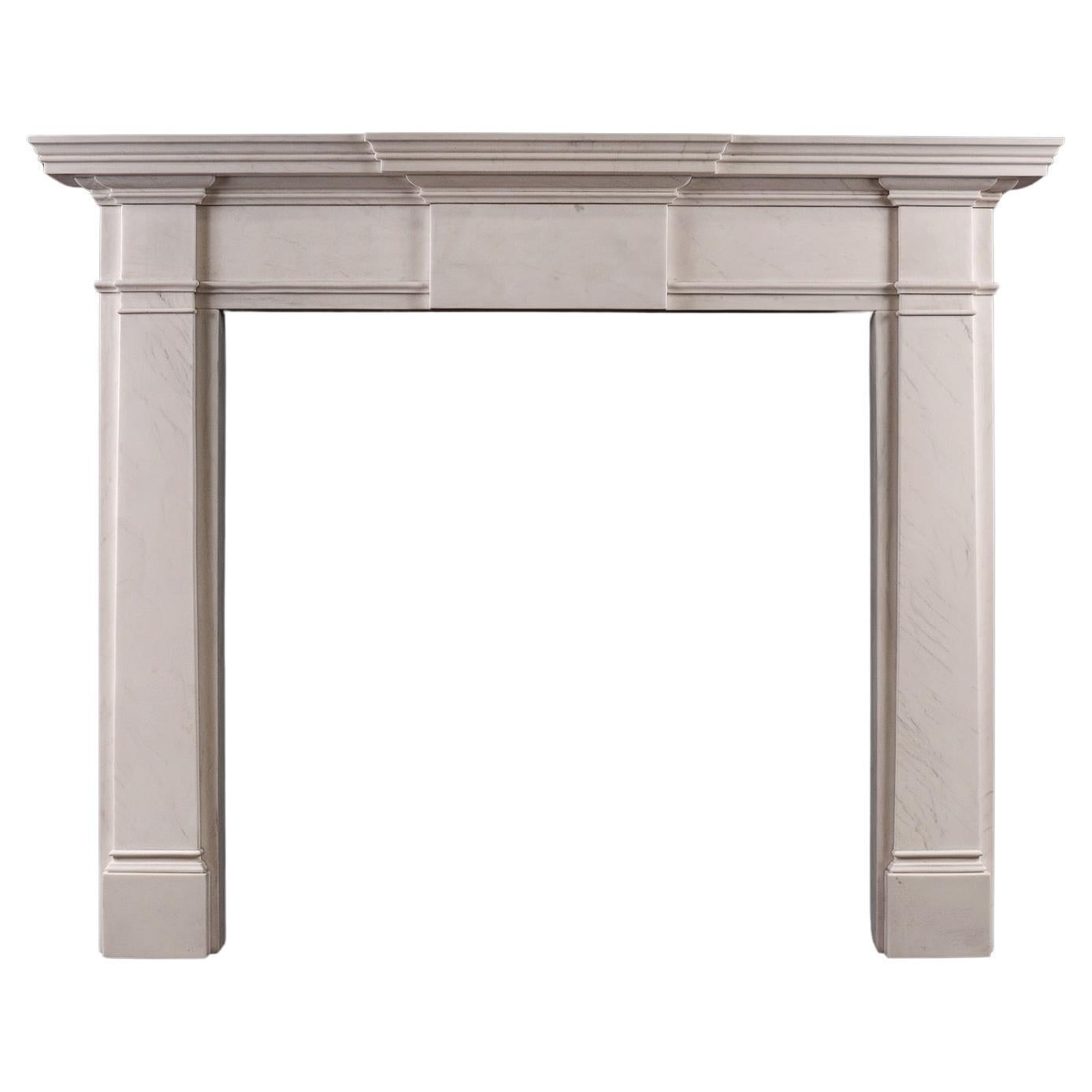 An Elegant English Fireplace in White Marble For Sale