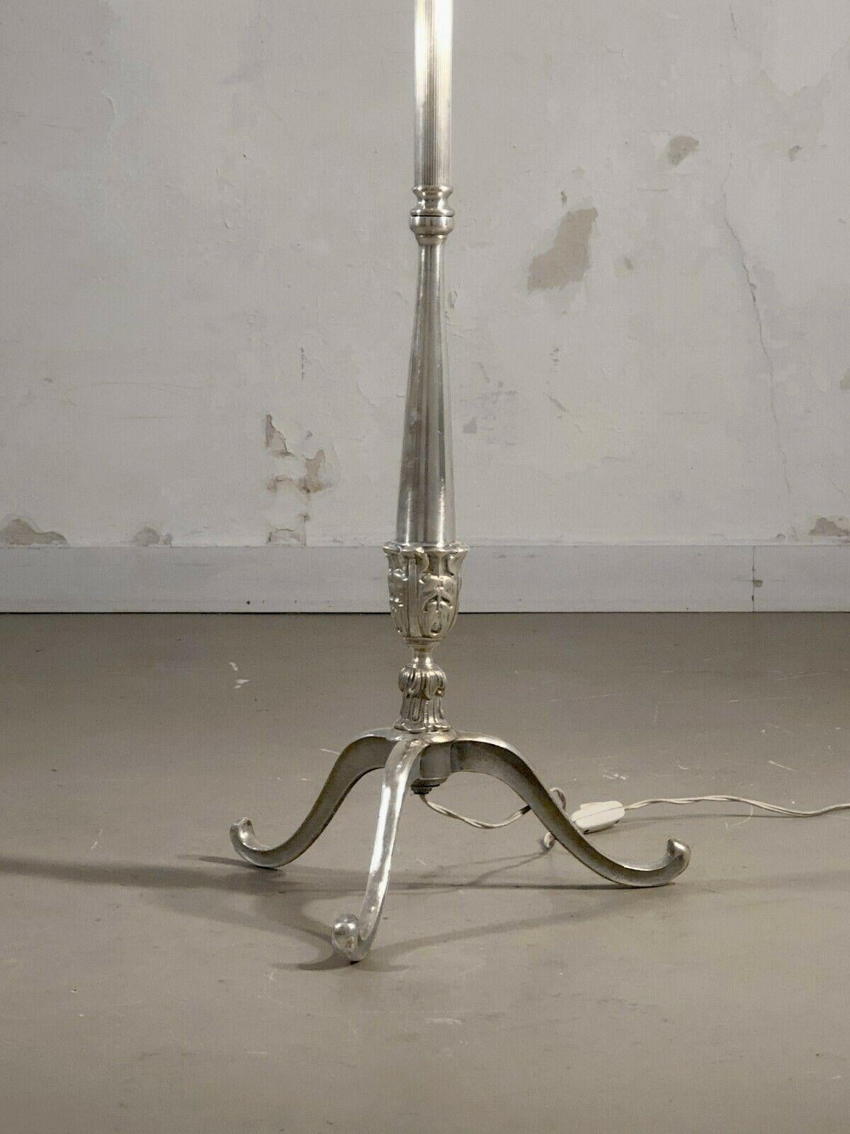 French A SHABBY-CHIC Luxurious NEOCLASSICAL Silvered Bronze FLOOR LAMP, France 1970 For Sale