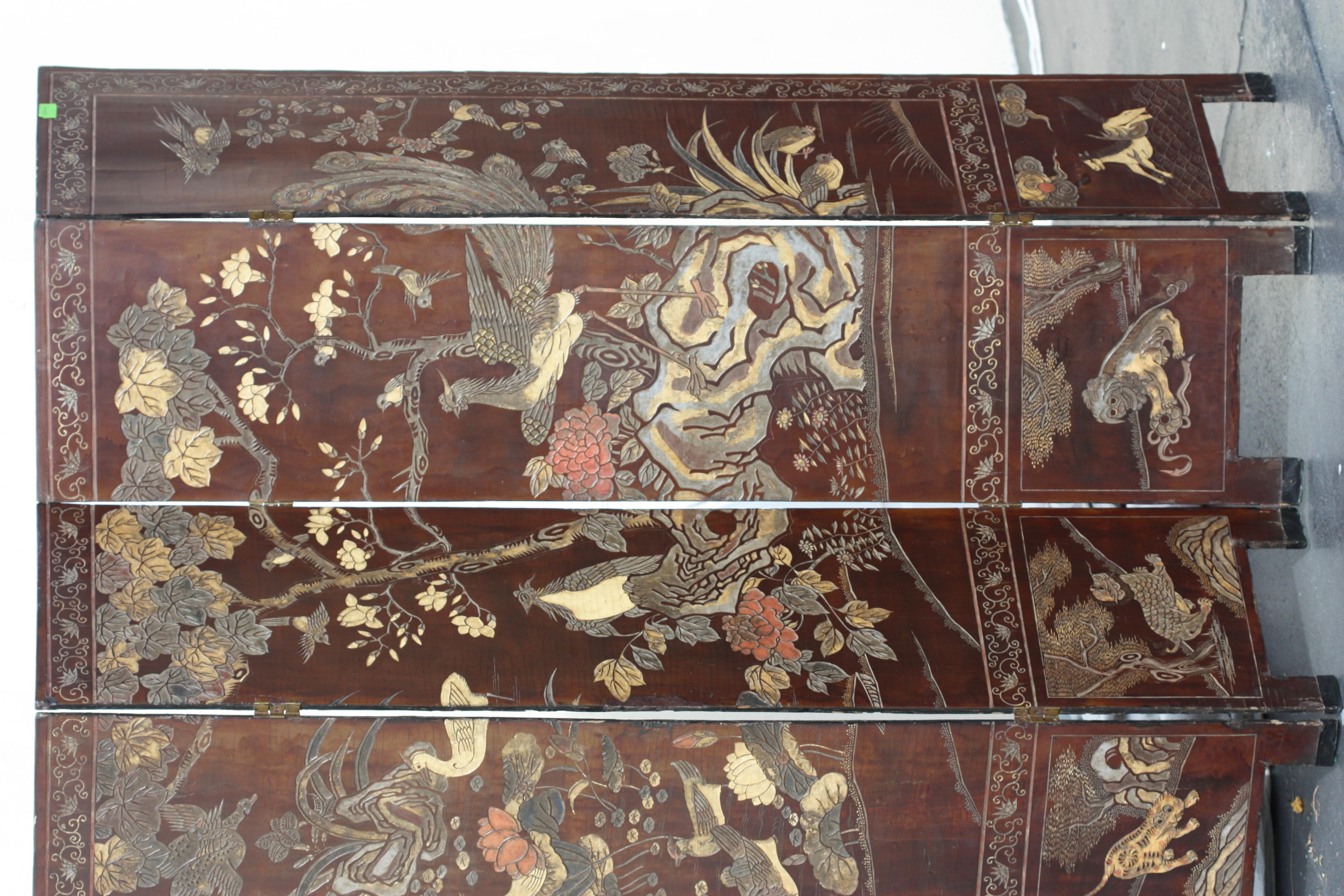 19th Century Elegant Four-Panel Antique Chinese Double Sided Coromandel Screen