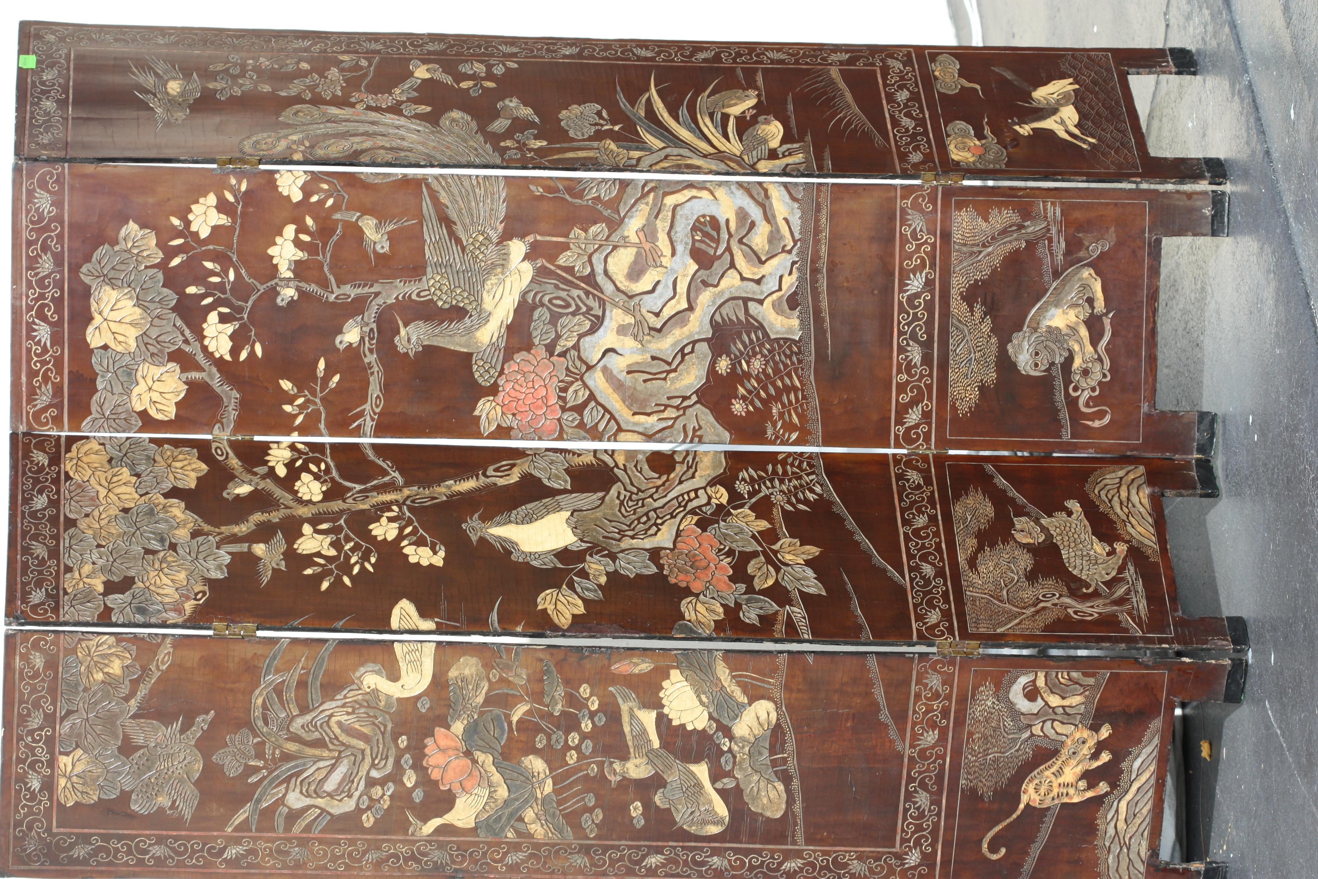 Elegant Four-Panel Antique Chinese Double Sided Coromandel Screen 2