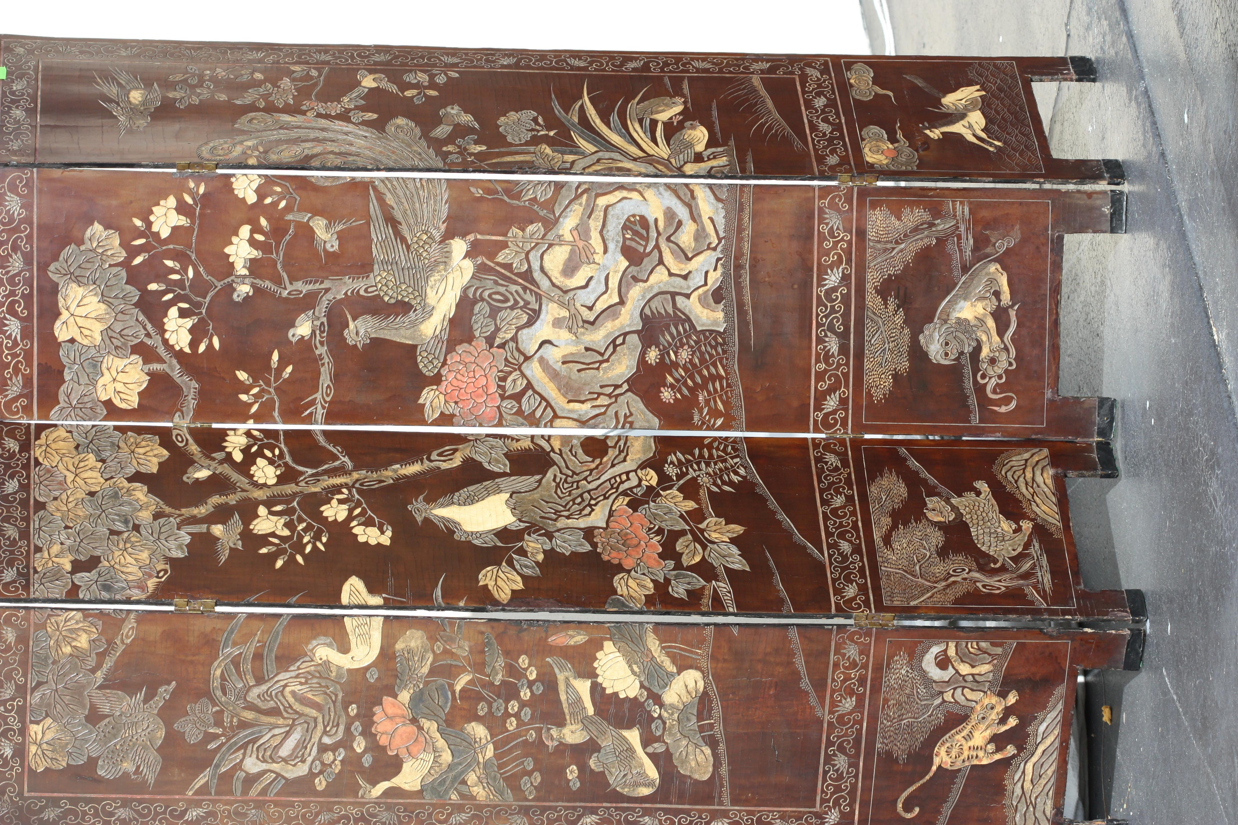 Elegant Four-Panel Antique Chinese Double Sided Coromandel Screen 3