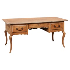 Elegant French Antique Desk w/Drawers & Carved Skirt- Great Floatable Piece