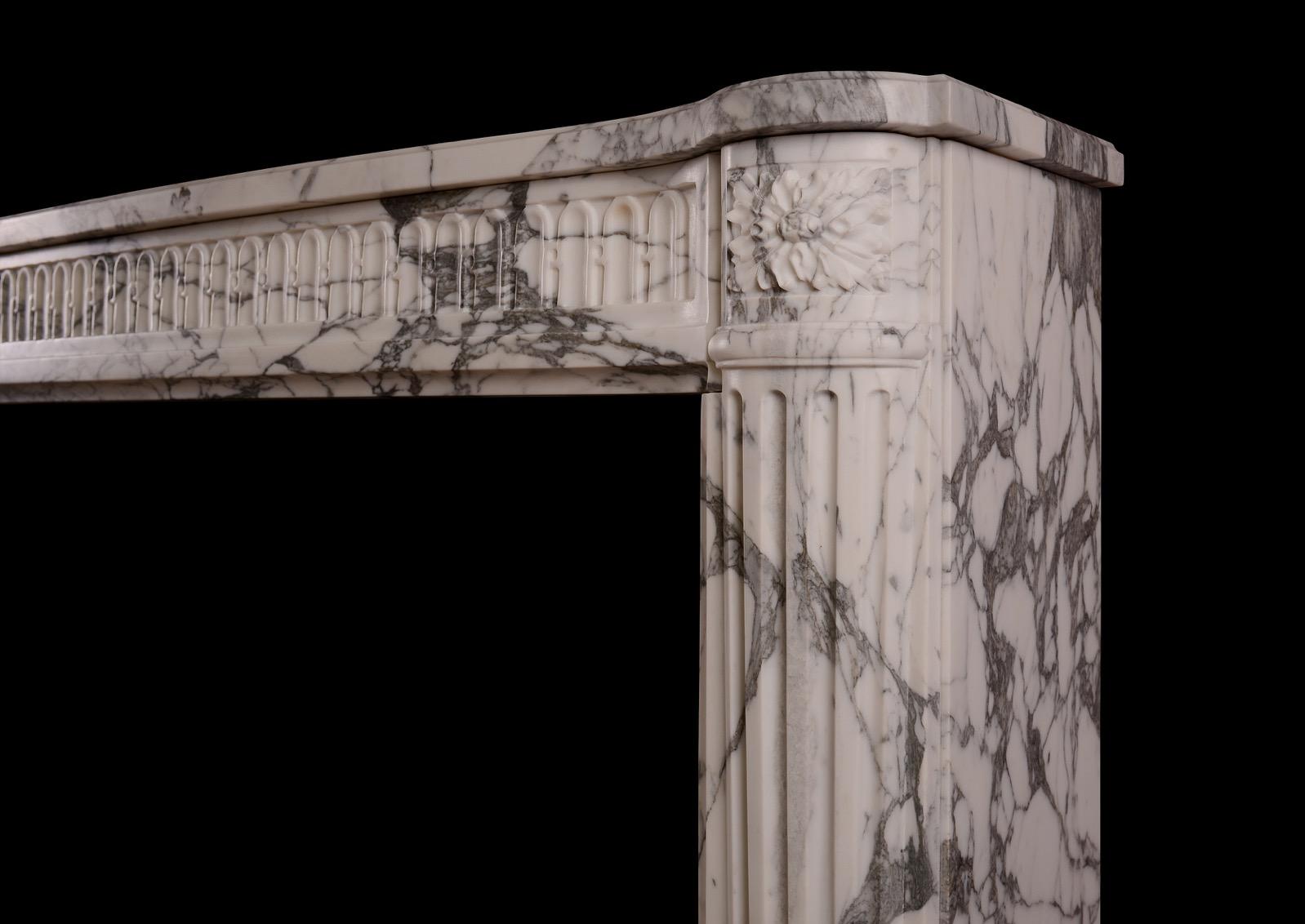 Marble An Elegant French Louis XVI Style Fireplace For Sale