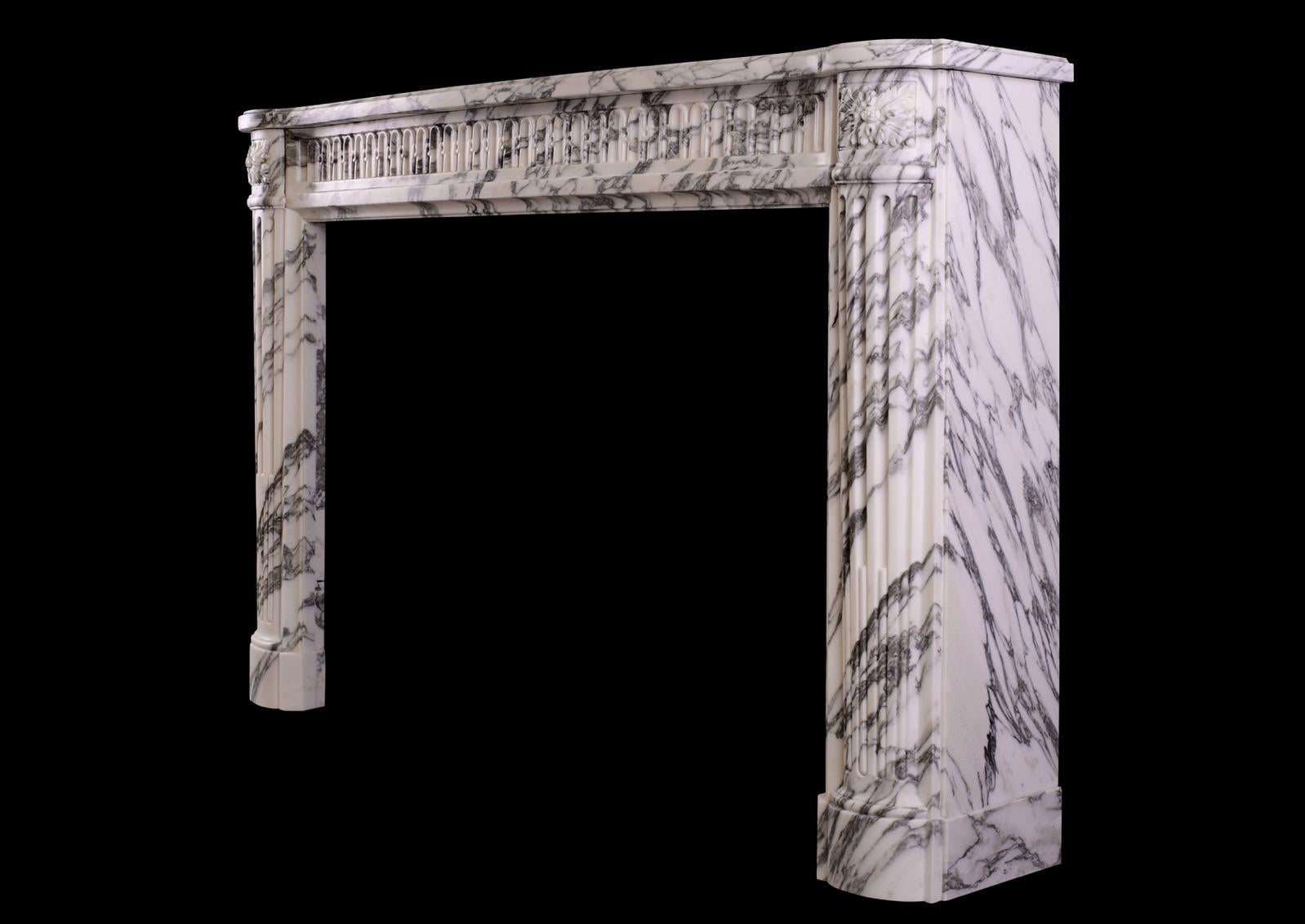 Marble An Elegant French Louis XVI Style Fireplace For Sale