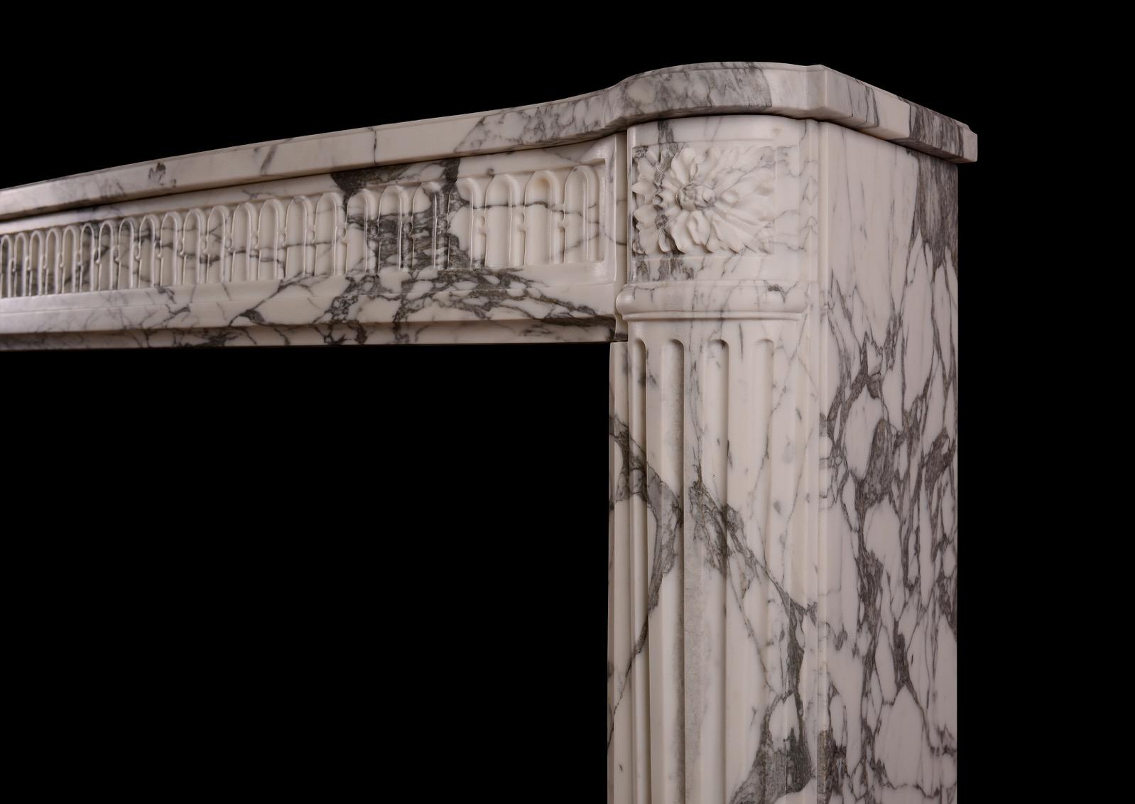An Elegant French Louis XVI Style Fireplace For Sale 2