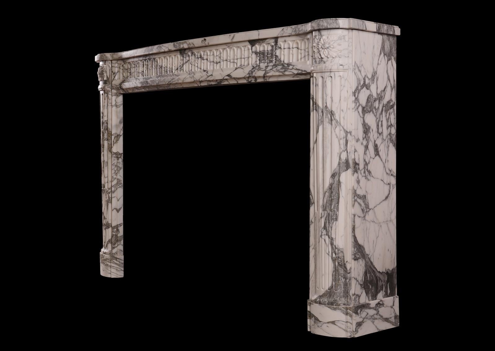 An Elegant French Louis XVI Style Fireplace For Sale 3