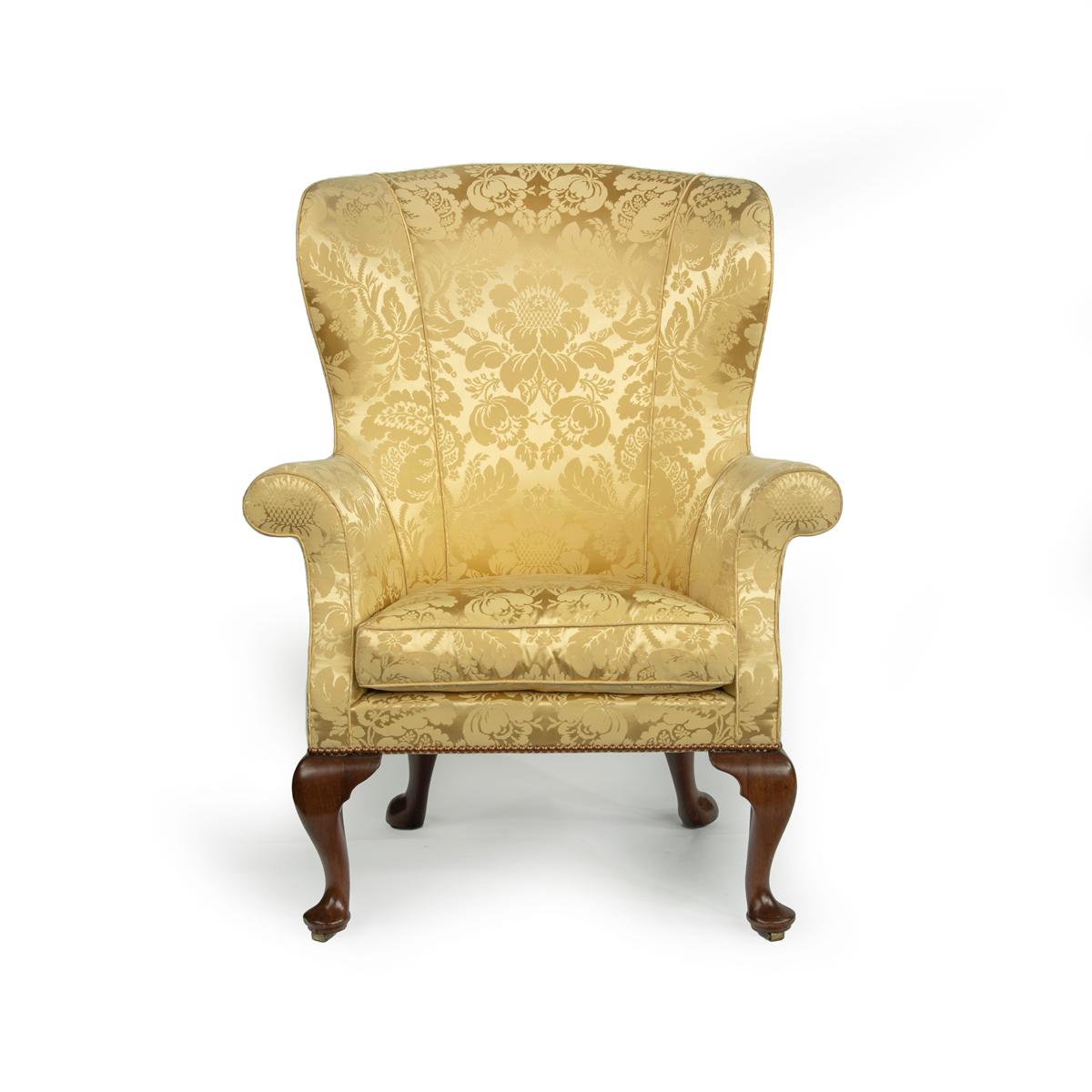 English Elegant George I Walnut Wing Armchair For Sale