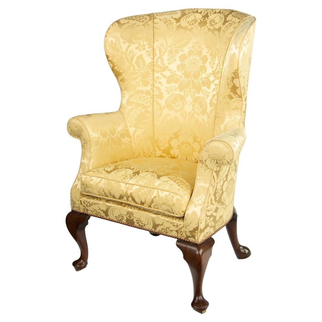 Elegant George I Walnut Wing Armchair For Sale