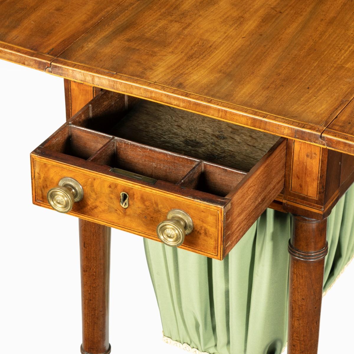 Elegant George III Mahogany Pembroke Sewing Table For Sale 1