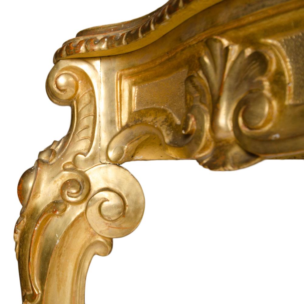 Elegant Italian Carved Giltwood Marble Top Console Table, circa 1880 6