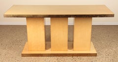 Elegant Italian Maple and Brass Art Deco Style Console Table