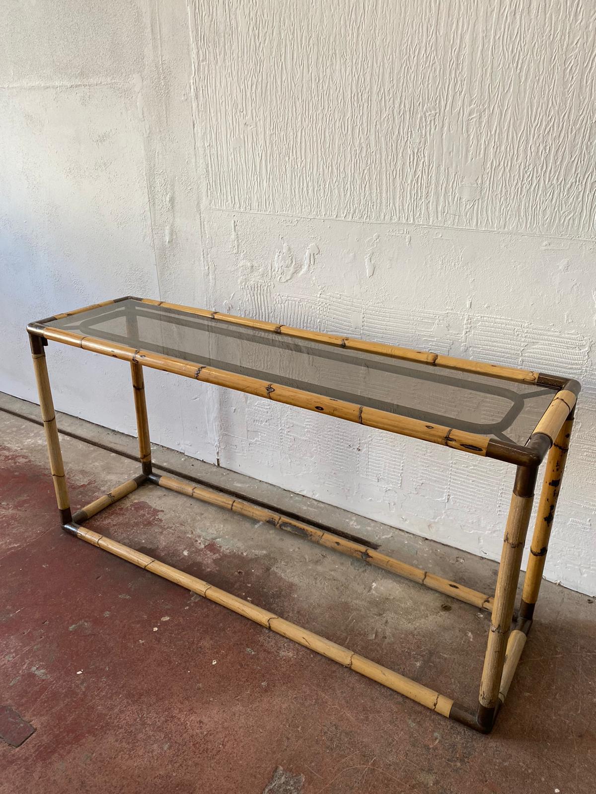 An Elegant Italian Mid-Century Modern Bamboo Console / Sofa Table by Banci In Good Condition For Sale In Somerton, GB