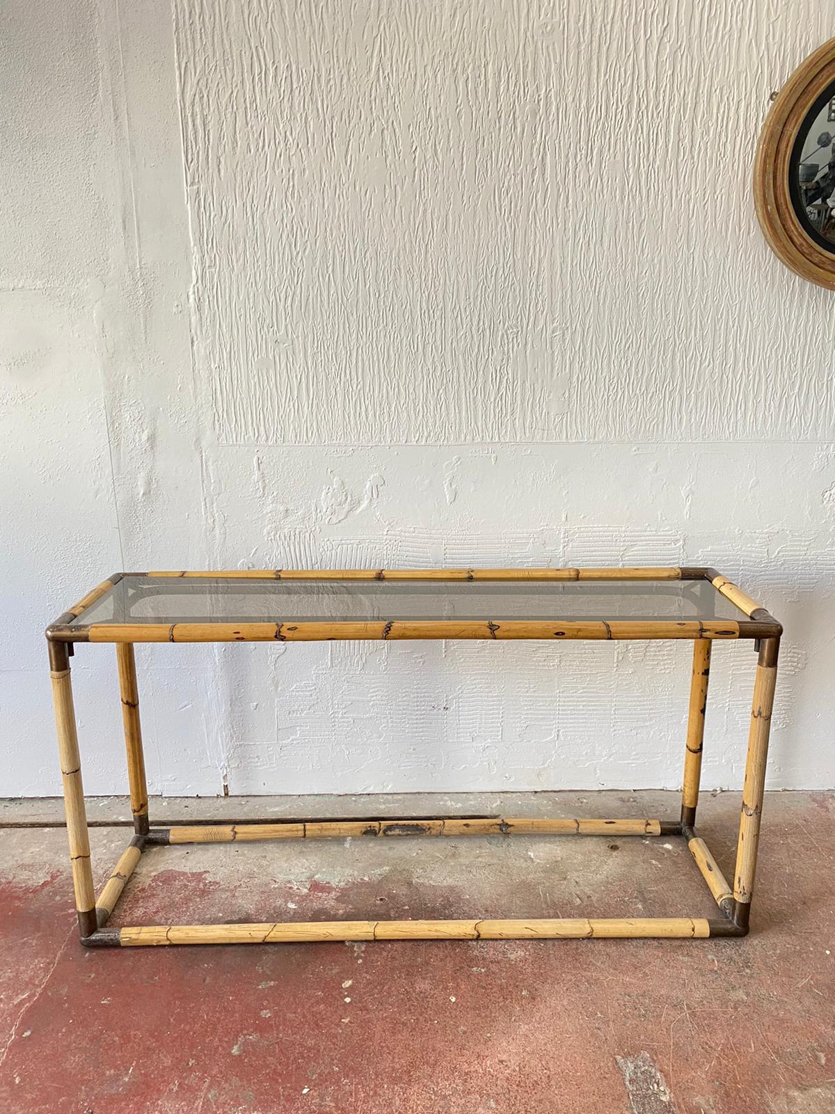 Late 20th Century An Elegant Italian Mid-Century Modern Bamboo Console / Sofa Table by Banci For Sale
