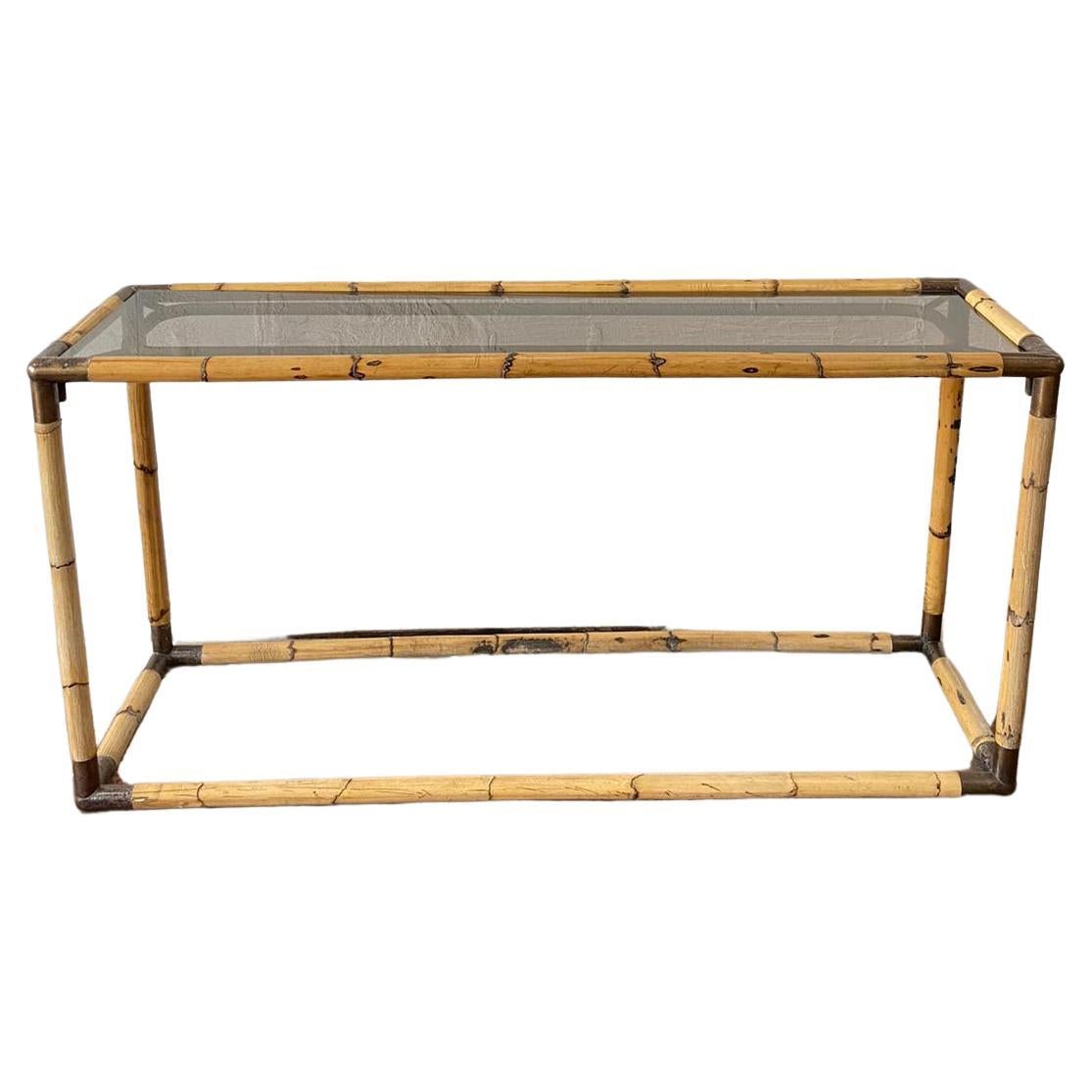 An Elegant Italian Mid-Century Modern Bamboo Console / Sofa Table by Banci For Sale