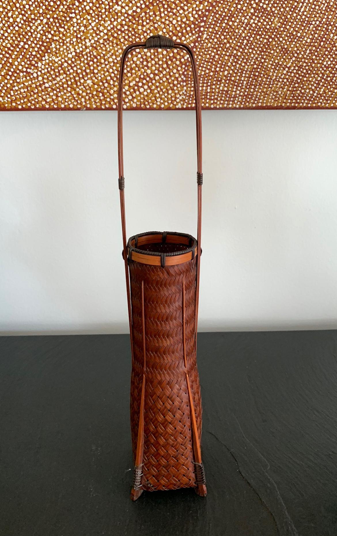Elegant Japanese Lacquered Ikebana Bamboo Basket For Sale 5