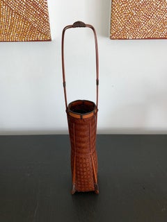 Elegant Japanese Lacquered Ikebana Bamboo Basket