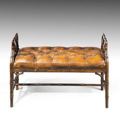 An Elegant Late 20th Century Faux Bamboo Window Seat in the Regency Manner