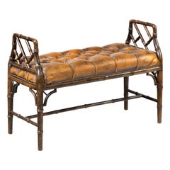 An Elegant Late 20th Century Faux Bamboo Window Seat in the Regency Manner