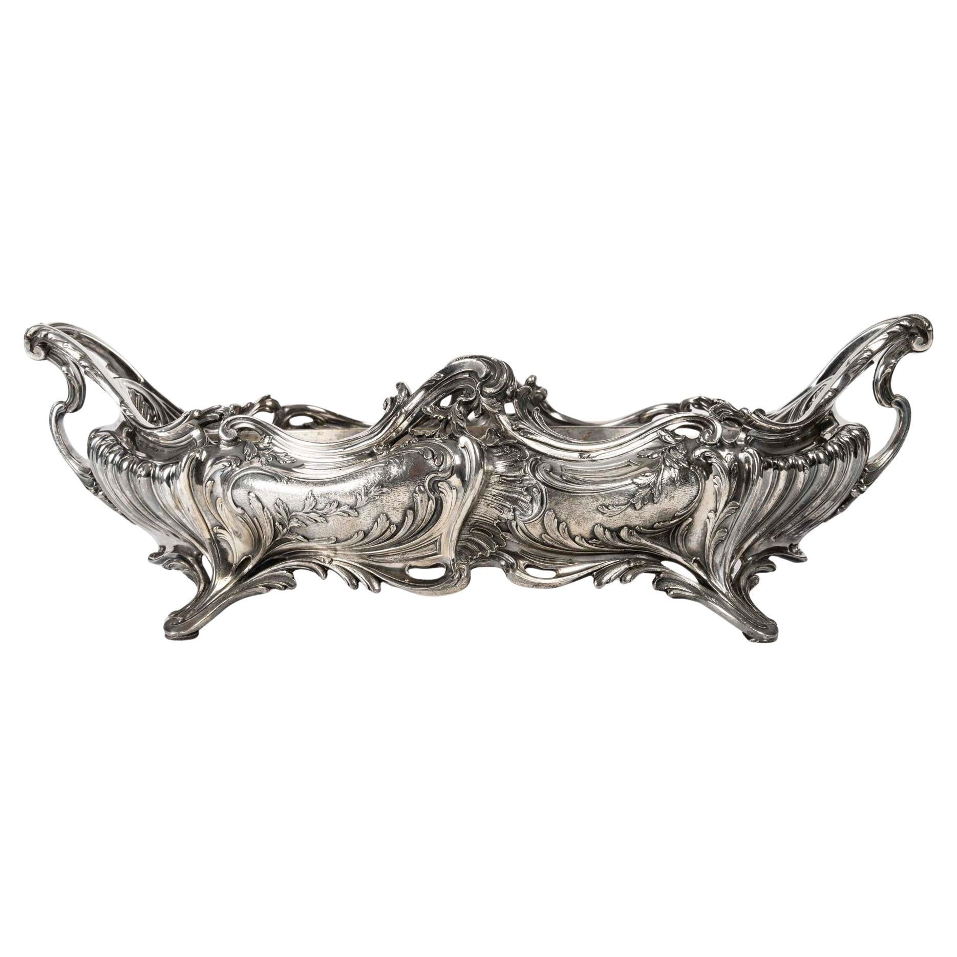 An Elegant Louis XV Style Silvered Bronze Jardinière, 19th Century.