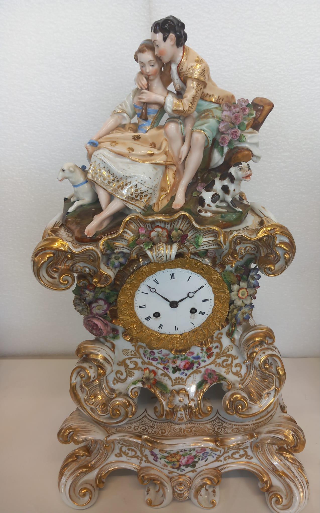 An elegant mantle piece clock with vases made in Paris circa 1860 For Sale 3