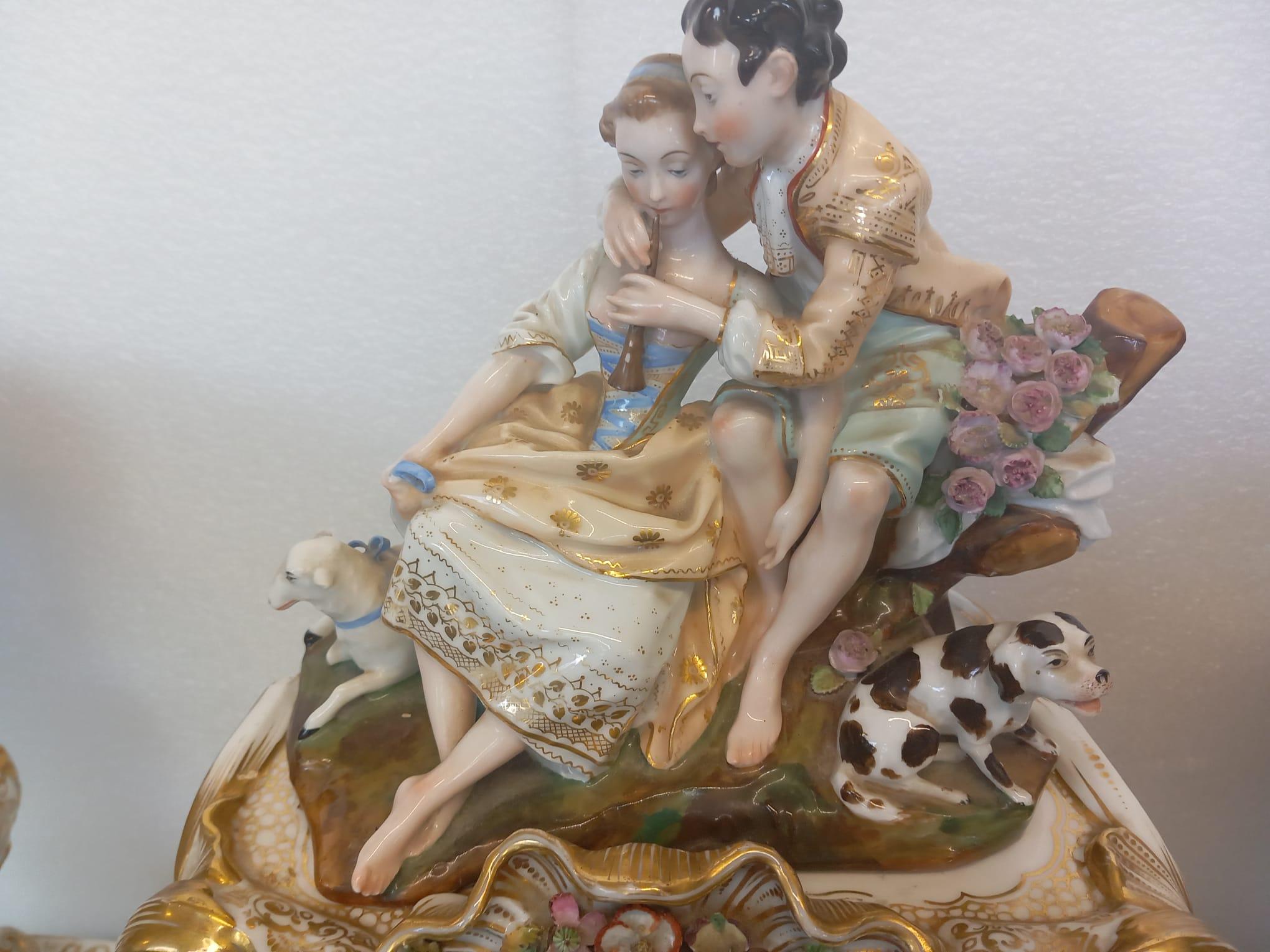 An elegant mantle piece clock with vases made in Paris circa 1860 For Sale 1