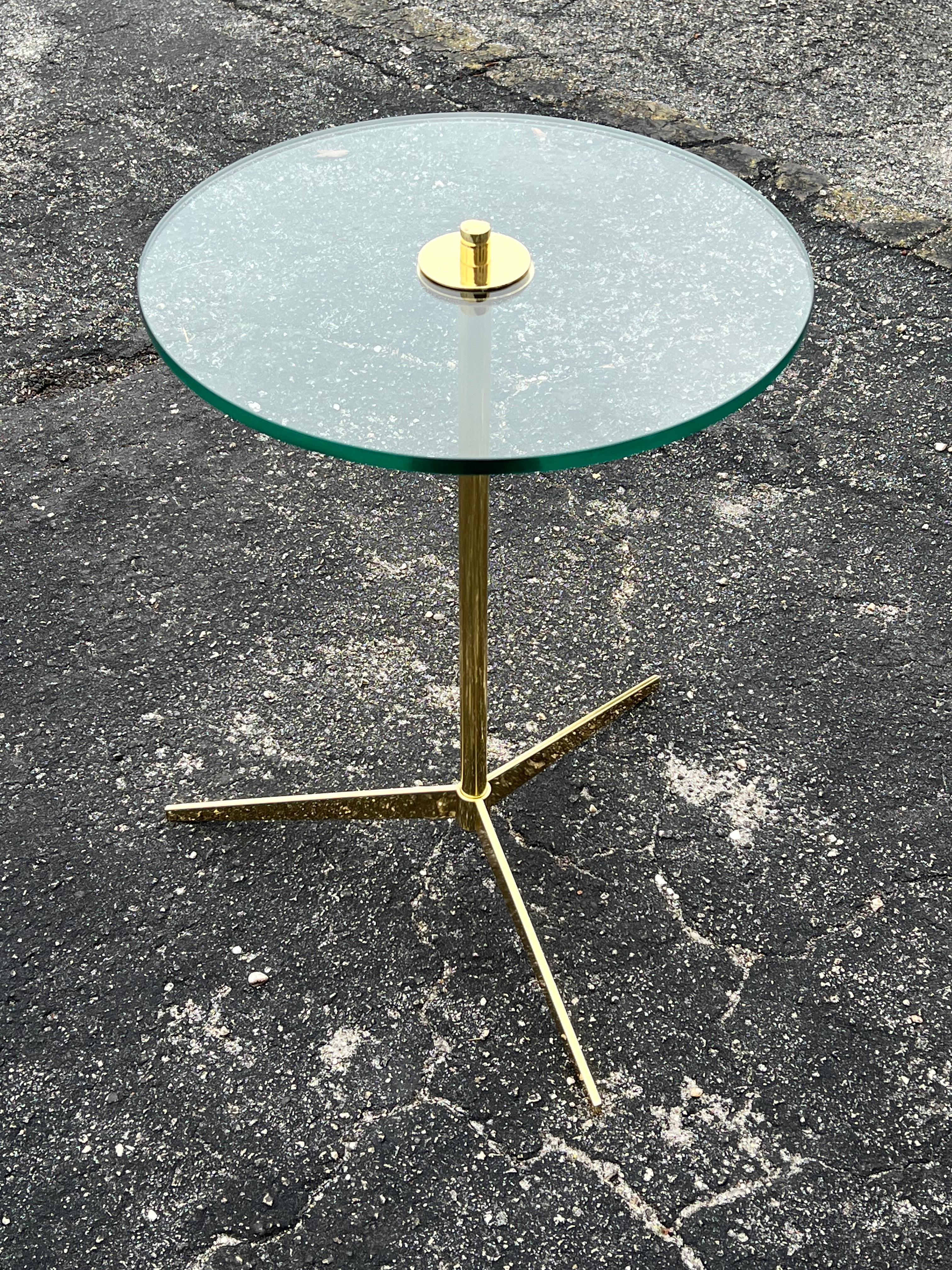 Mid-Century Modern An Elegant Mid Century Brass Gueridon With Glass Top Ca' 1960's For Sale