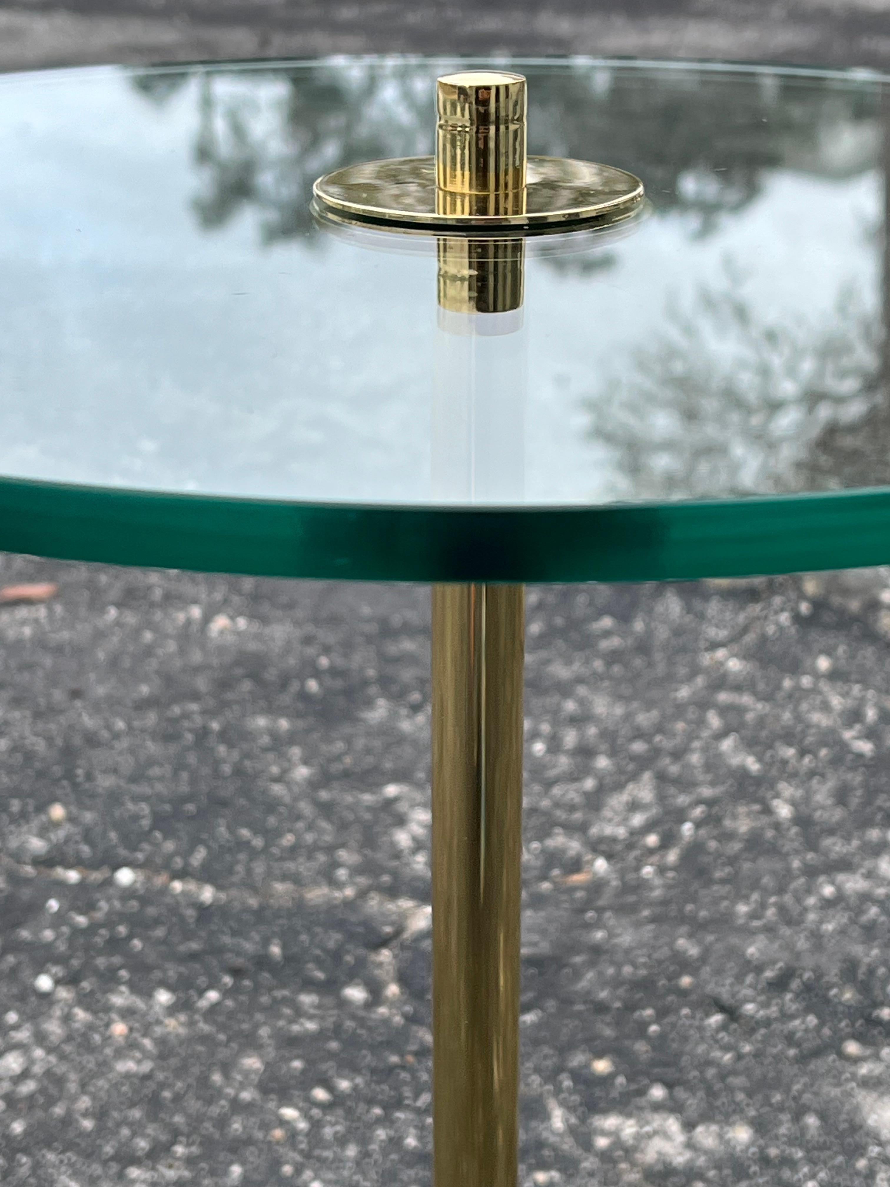An Elegant Mid Century Brass Gueridon With Glass Top Ca' 1960's In Good Condition For Sale In St.Petersburg, FL
