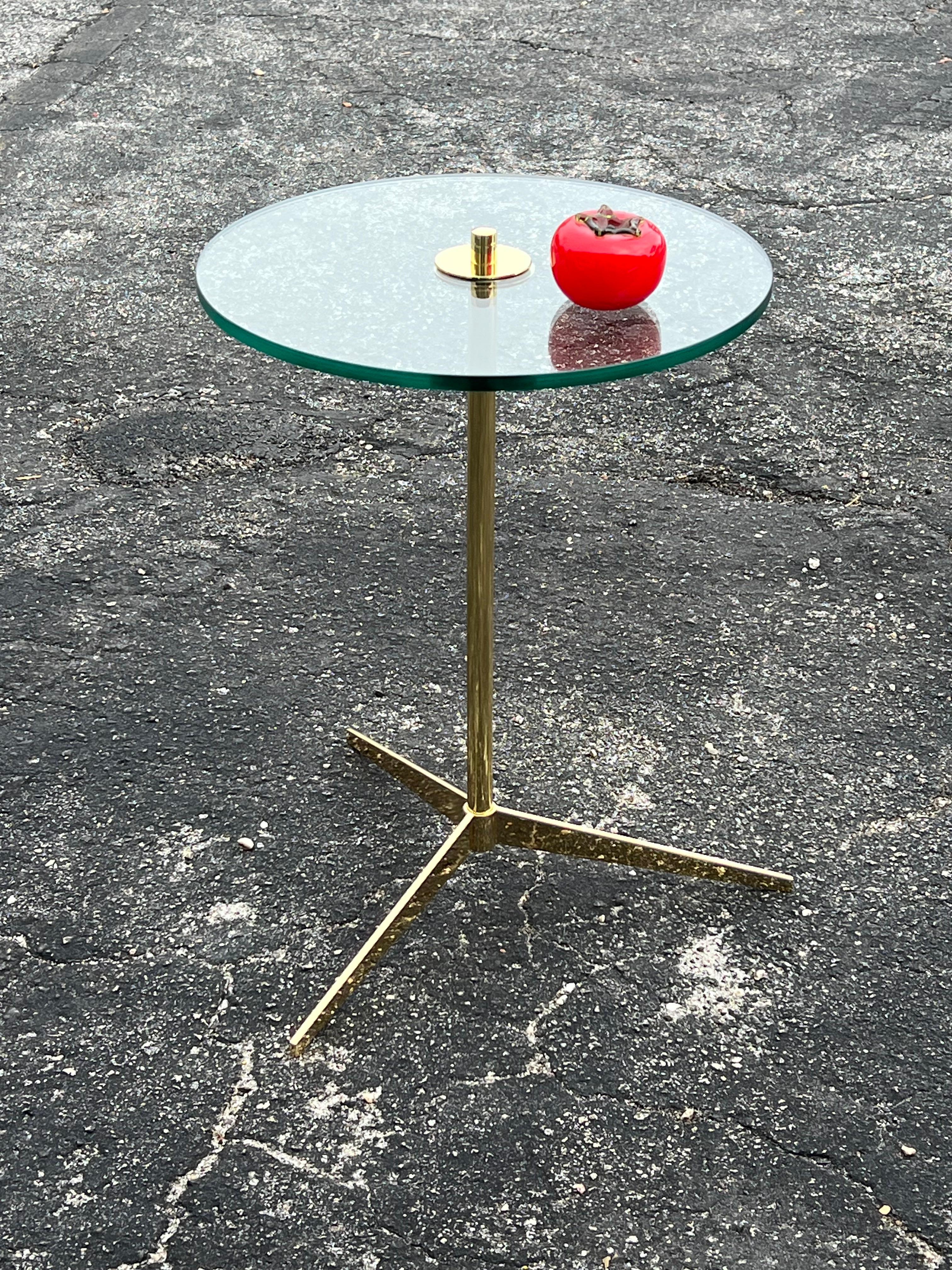 An Elegant Mid Century Brass Gueridon With Glass Top Ca' 1960's For Sale 1