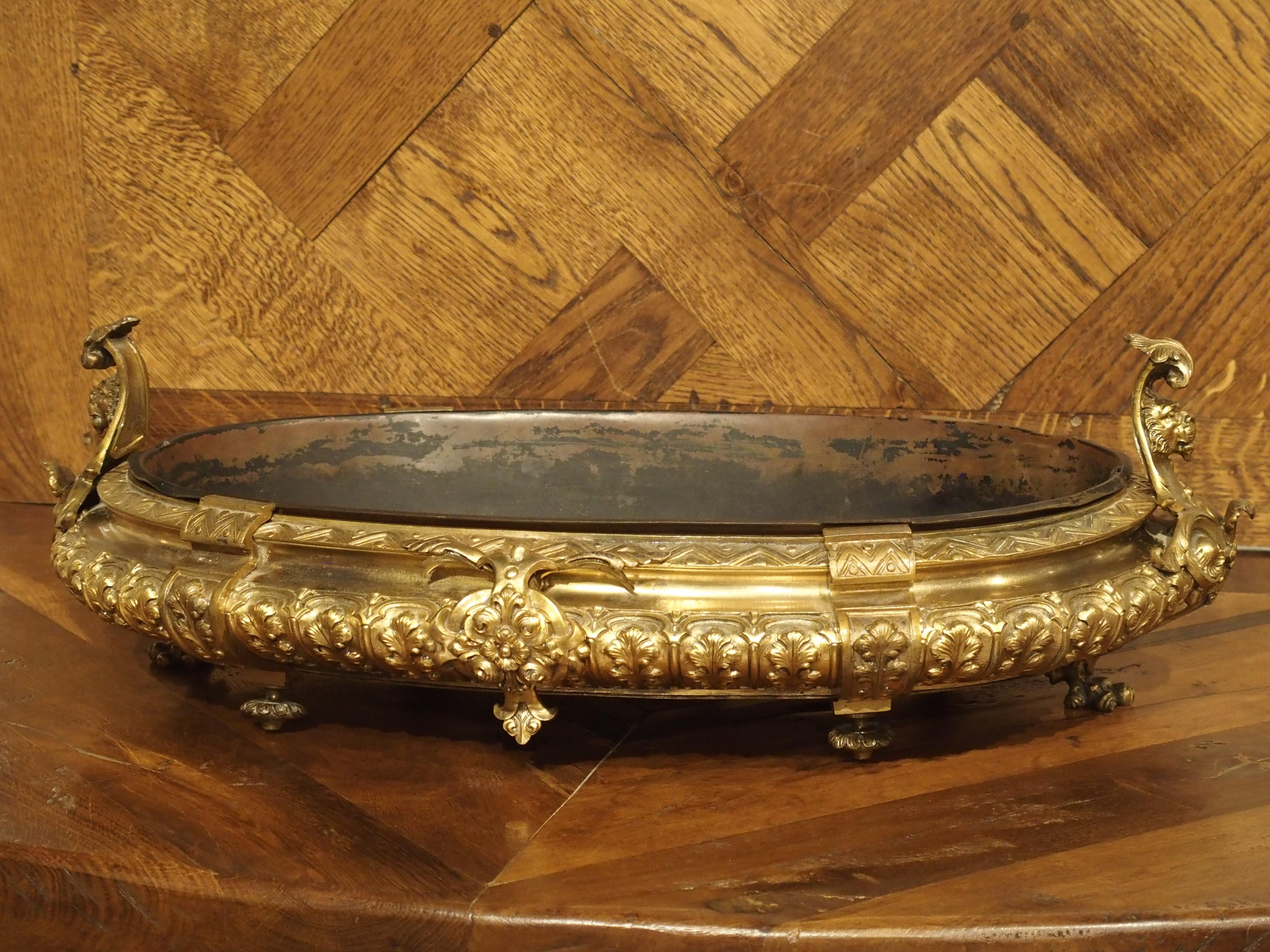 Elegant Neoclassical Gilt Bronze Jardiniere from France, Circa 1850 For Sale 12