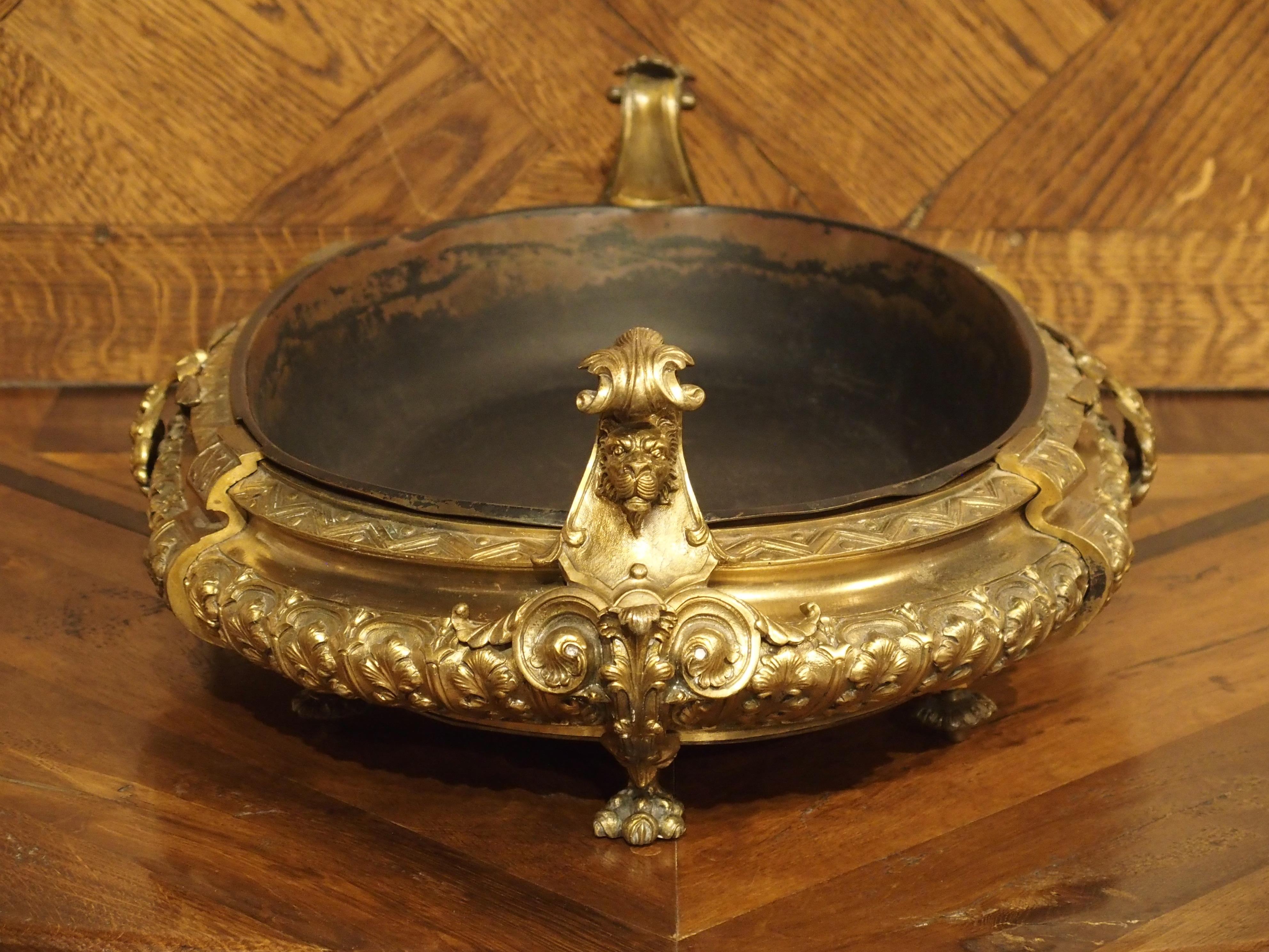 Elegant Neoclassical Gilt Bronze Jardiniere from France, Circa 1850 For Sale 2