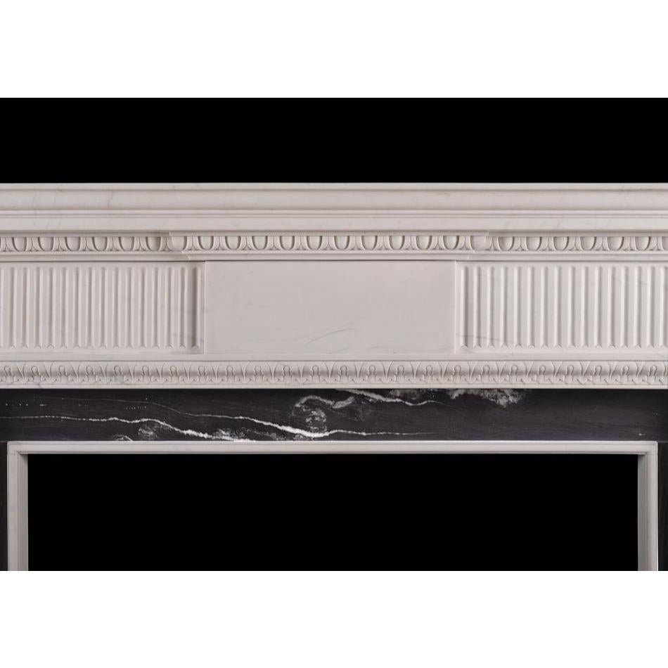 Georgian An elegant neoclassical style limestone fireplace, reflecting the designs of the For Sale