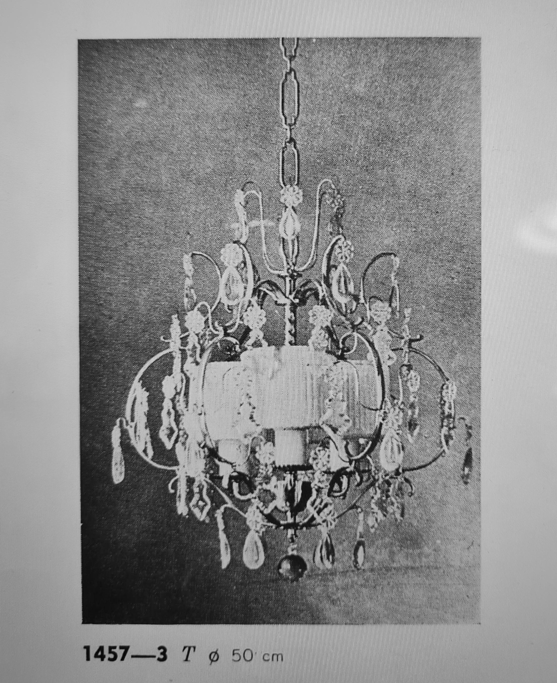Élégant lustre Paavo Tynell en cristal et laiton modèle 1457-3, Taito, années 1940 en vente 4