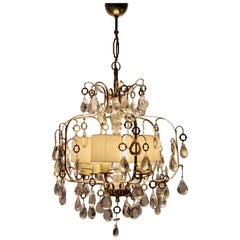 An Elegant Paavo Tynell Crystal & Brass Chandelier Model 1487 for Taito, 1940s