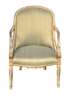 An Elegant Pair Italian Empire Pale-green Painted and Parcel-gilt Armchairs