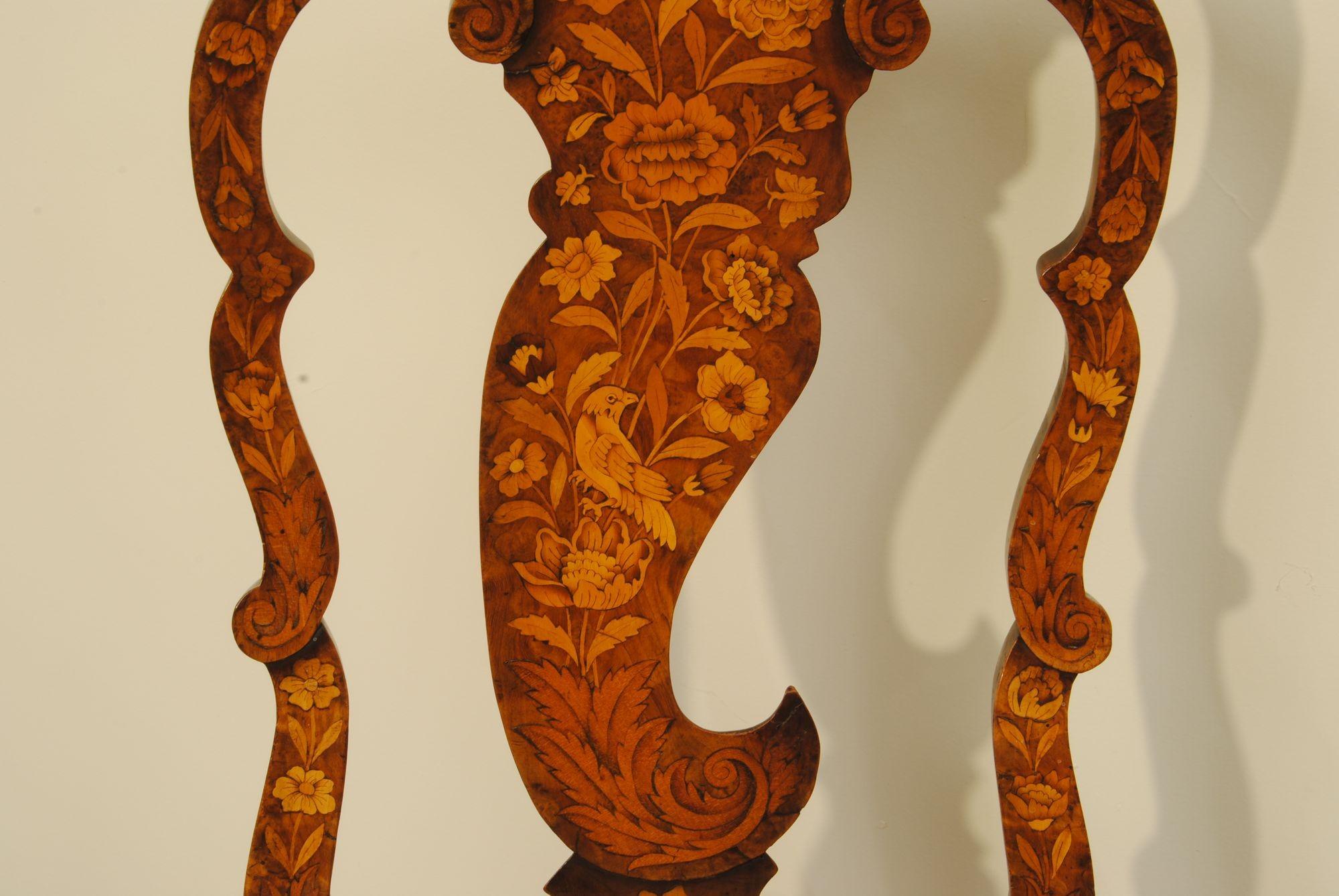 Inlay AN ELEGANT PAIR OF 18th CENTURY DUTCH MARQUETRY CHAIRS