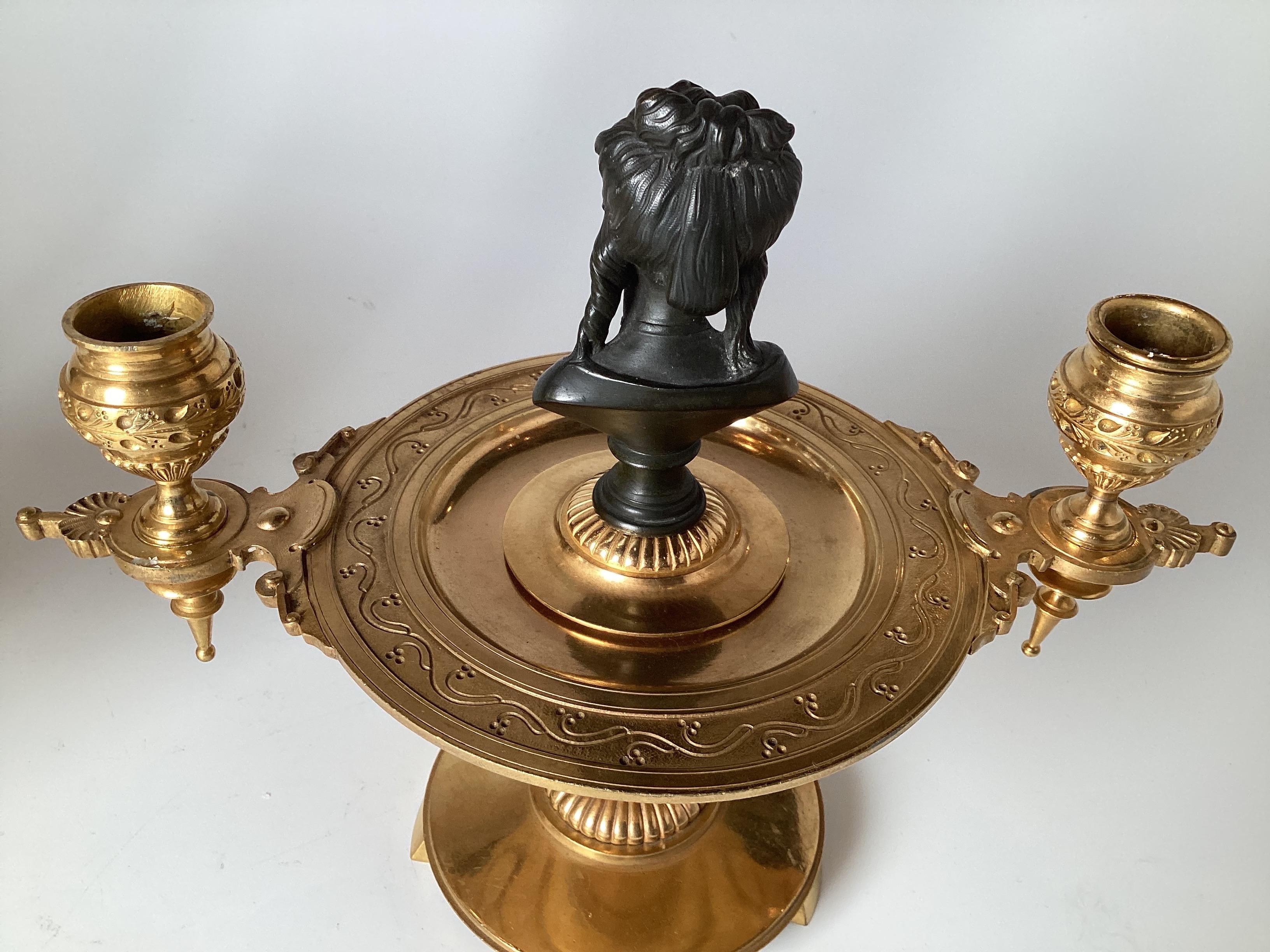 An Elegant Pair of Antique French, Gilt and Patinated Bronze Figure Candelabra  For Sale 1