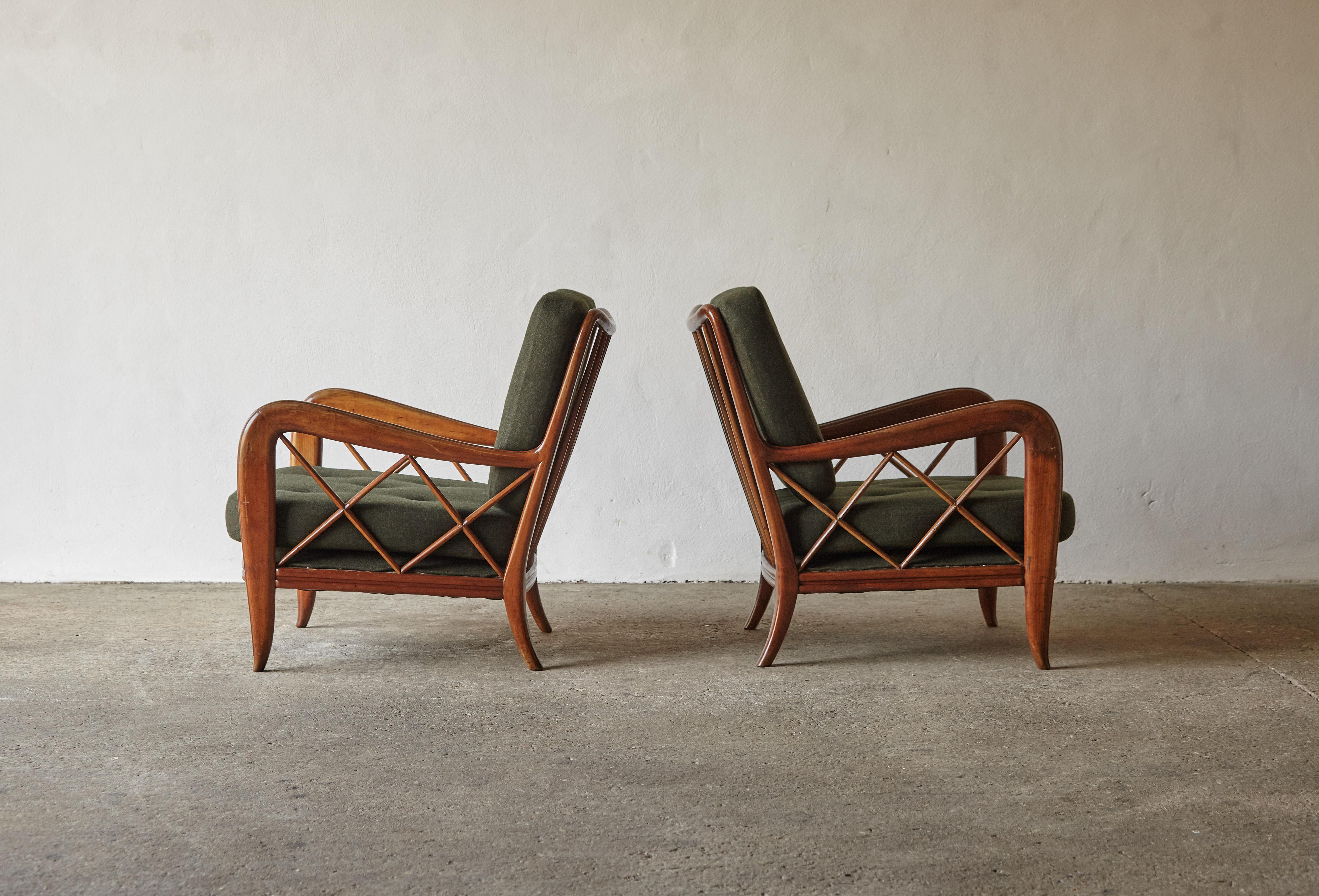 Elegant Pair of Armchairs Attributed to Paolo Buffa, Italy, 1950s 1